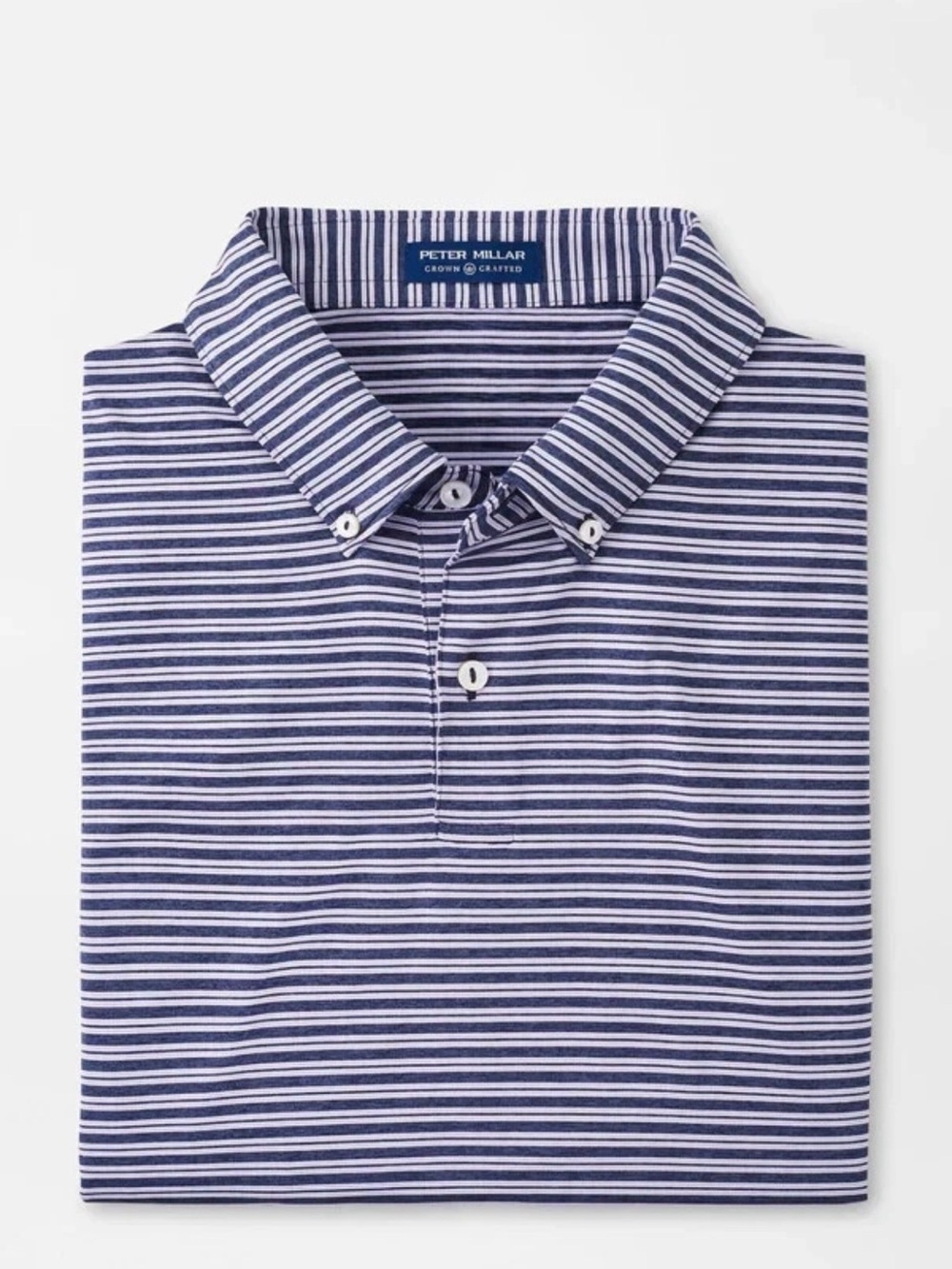 Peter Millar Crown Crafted Men’s L Piper Stripe Navy Performance Polo Golf Shirt